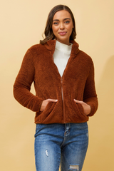 Caroline Morgan Zip Fluffy Jacket