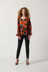 Joseph Ribkoff V-Neck Puff Sleeve Top