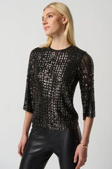 Joseph Ribkoff Sequin Boxy Top