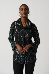 Joseph Ribkoff Printed Satin Mesh Jacket