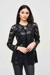 Joseph Ribkoff Laser Cut Leatherette Jacket