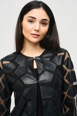 Joseph Ribkoff Laser Cut Leatherette Jacket