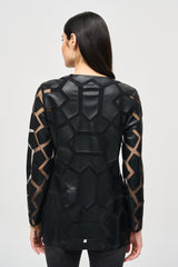 Joseph Ribkoff Laser Cut Leatherette Jacket
