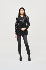Joseph Ribkoff Laser Cut Leatherette Jacket