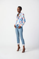 Joseph Ribkoff Face Print Faux Suede Jacket