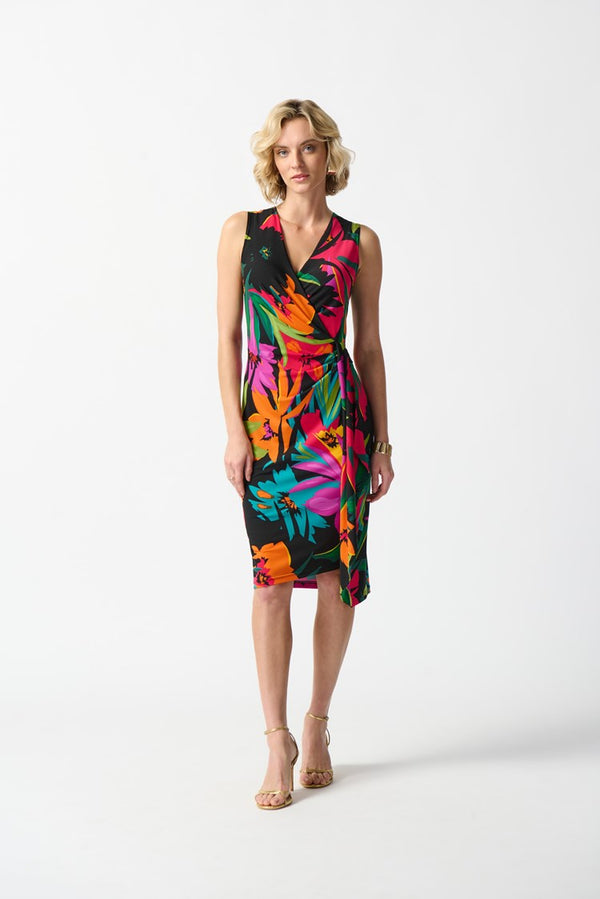 Joseph Ribkoff Tropical Print Wrap Dress