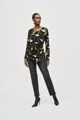 Joseph Ribkoff Sweater Knit Abstract Print Top