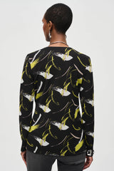 Joseph Ribkoff Sweater Knit Abstract Print Top