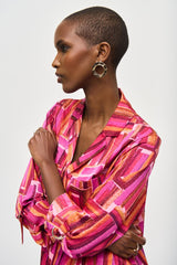 Joseph Ribkoff Satin Geometric Print Shirt