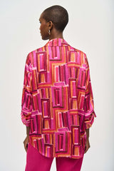 Joseph Ribkoff Satin Geometric Print Shirt
