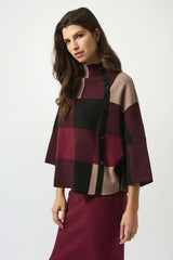 Joseph Ribkoff Plaid Jacquard Sweater Knit Top