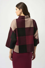 Joseph Ribkoff Plaid Jacquard Sweater Knit Top