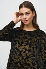 Joseph Ribkoff Foiled Velvet & Georgette Flared Top
