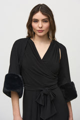 Joseph Ribkoff Cropped Fur Cuff Shrug