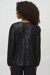 Joseph Ribkoff Sequined Cowl Neck Top