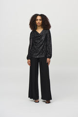 Joseph Ribkoff Sequined Cowl Neck Top