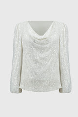 Joseph Ribkoff Sequined Cowl Neck Top