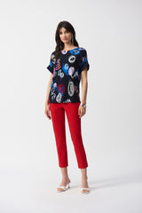 Joseph Ribkoff Silky Knit Abstract Print Boxy Top