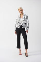 Joseph Ribkoff Faux Suede Floral Print Jacket