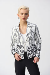 Joseph Ribkoff Faux Suede Floral Print Jacket