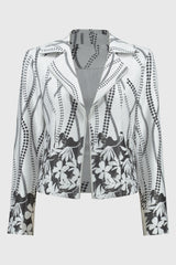 Joseph Ribkoff Faux Suede Floral Print Jacket