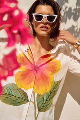 Joseph Ribkoff Embroidered Flower Cotton Shirt