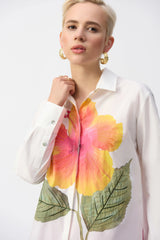Joseph Ribkoff Embroidered Flower Cotton Shirt