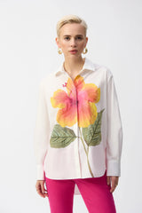 Joseph Ribkoff Embroidered Flower Cotton Shirt