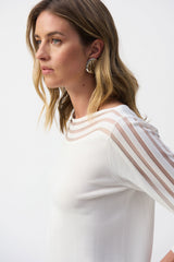 Joseph Ribkoff Mesh Stripe Detail Top