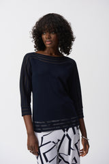 Joseph Ribkoff Mesh Stripe Detail Top