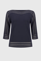 Joseph Ribkoff Mesh Stripe Detail Top