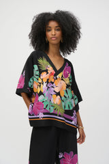 Joseph Ribkoff Woven Floral Print Boxy Top