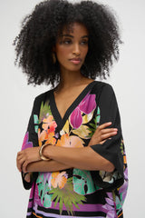 Joseph Ribkoff Woven Floral Print Boxy Top