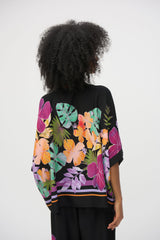 Joseph Ribkoff Woven Floral Print Boxy Top