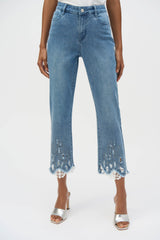 Joseph Ribkoff Stretch Crop Jeans with Embroidery