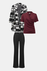 Joseph Ribkoff Jacquard Sweater Plaid Jacket