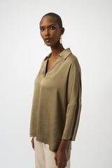 Joseph Ribkoff Recycled Hammered Satin Boxy Top
