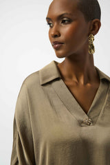 Joseph Ribkoff Recycled Hammered Satin Boxy Top