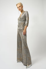 Joseph Ribkoff Foiled Mélange Knit Wrap Top