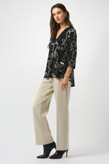 Joseph Ribkoff Silky Knit Face Print Flared Top