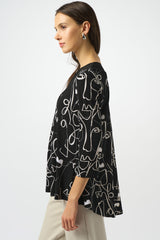 Joseph Ribkoff Silky Knit Face Print Flared Top