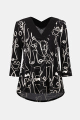 Joseph Ribkoff Silky Knit Face Print Flared Top