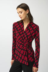 Joseph Ribkoff Geometric Print Fitted Wrap Top