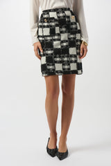 Joseph Ribkoff Jacquard Sweater Plaid Print Skirt