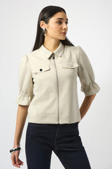 Joseph Ribkoff Scuba Suede Cropped Jacket
