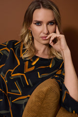 Joseph Ribkoff Woven Geometric Print Boxy Top