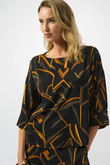 Joseph Ribkoff Woven Geometric Print Boxy Top