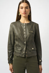 Joseph Ribkoff Foiled Faux Suede Fitted Jacket