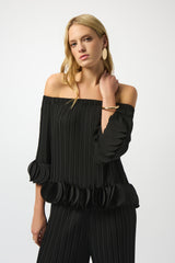 Joseph Ribkoff Georgette Off Shoulder Pleated Top