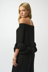 Joseph Ribkoff Georgette Off Shoulder Pleated Top